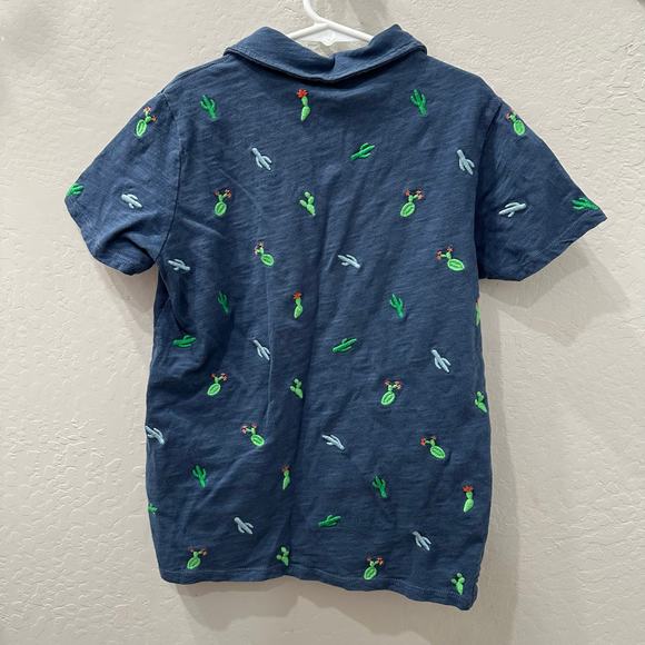 Mini Boden Navy Embroidered Cactus Collared Shirt - Picture 6 of 7